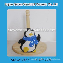 Titular de tecido de cerâmica de design promocional animal com forma de pinguim